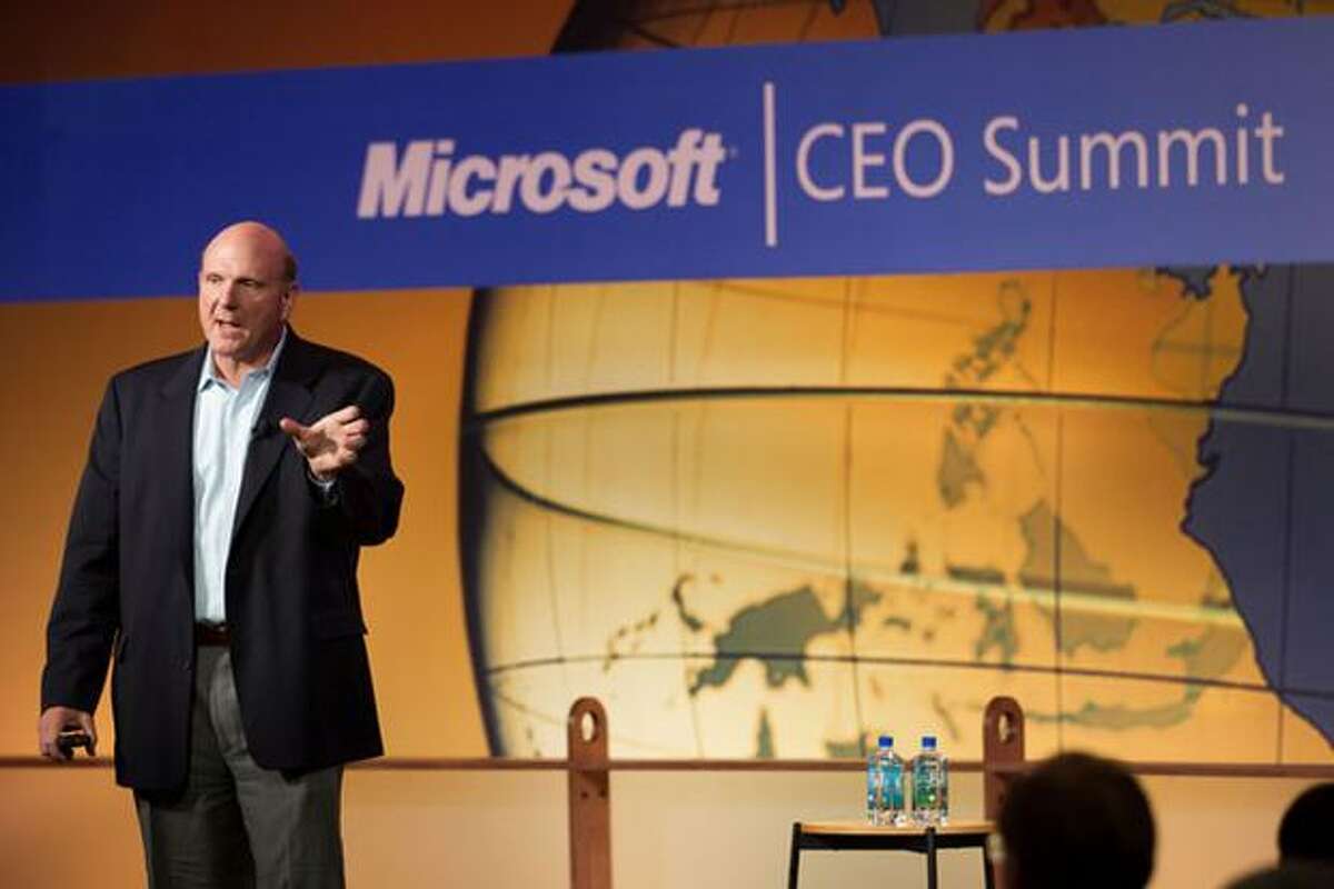 Microsoft CEO Steve Ballmer talks about business and technology innovation during his keynote at the Microsoft CEO Summit 2010 on Wednesday, May 19, in Redmond.