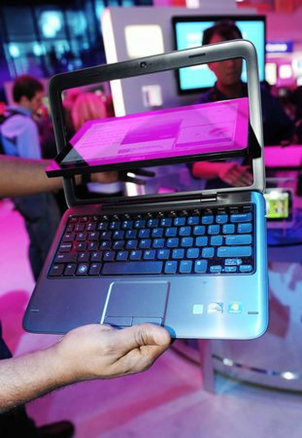 The Dell Inspiron Duo with touch-sensitive screen is on display Jan. 6 at the 2011 International Consumer Electronics Show in Las Vegas.