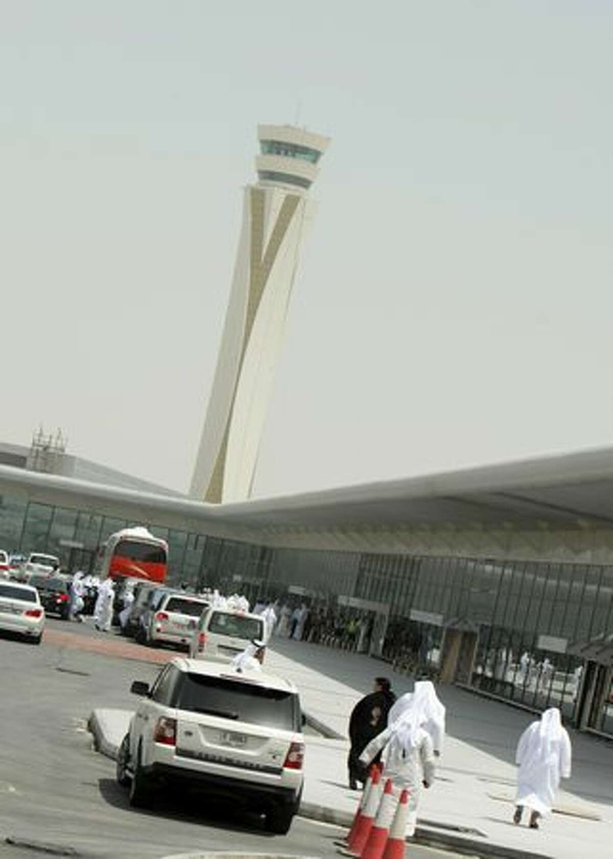 Officials and members of the media tour Dubai's new second airport, Dubai World Central-Al Maktoum International.