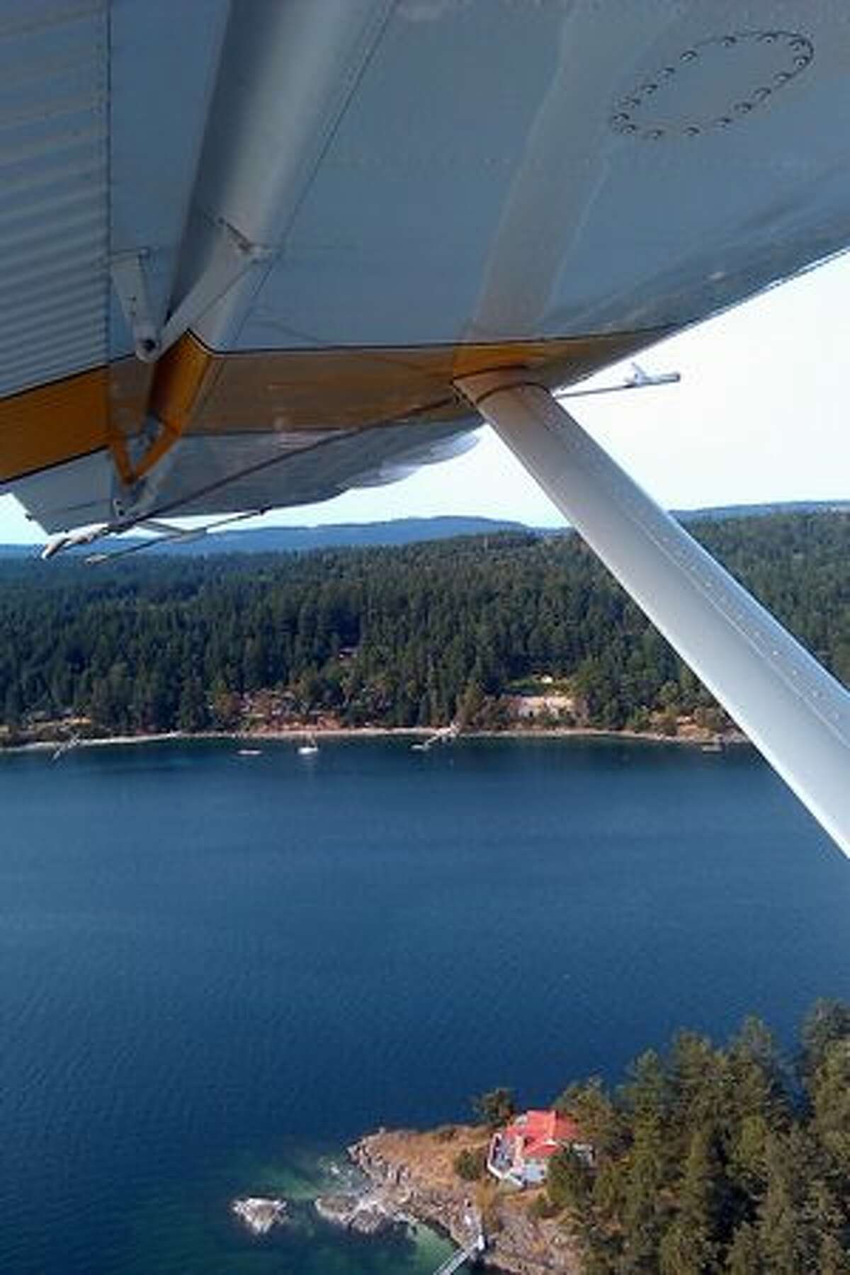 The from a Kenmore Air de Havilland Beaver shortly after takeoff from Ganges, B.C., to Lake Union, in Seattle, Wa.