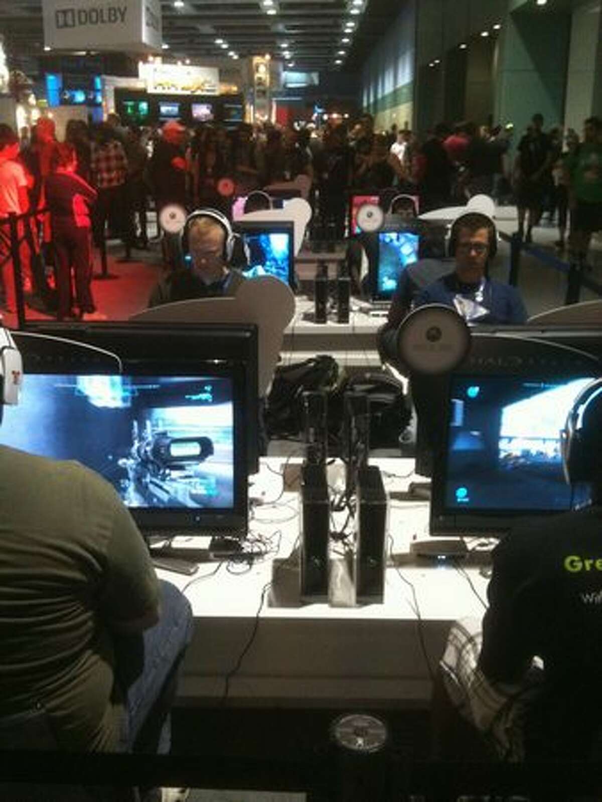 PAX attendees are captivated by "Halo: Reach," which Microsoft set up for demos Friday before the Xbox game's Sept. 14 release.