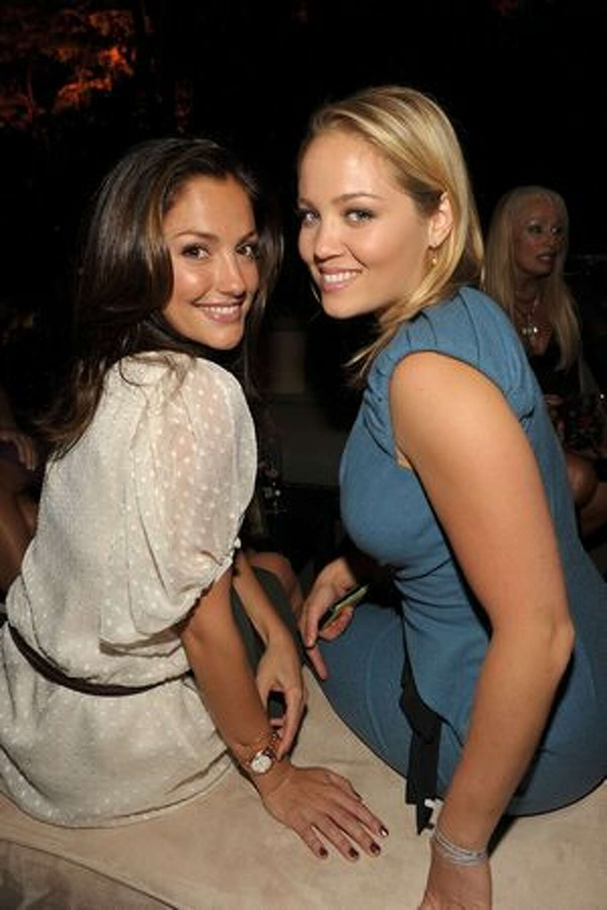 Actresses Minka Kelly (L) and Erika Christensen attend the 2010 Entertainment Weekly and Women In Film Pre-Emmy party sponsored by L'Oreal Paris at Restaurant at The Sunset Marquis Hotel on August 27, 2010 in West Hollywood, California.