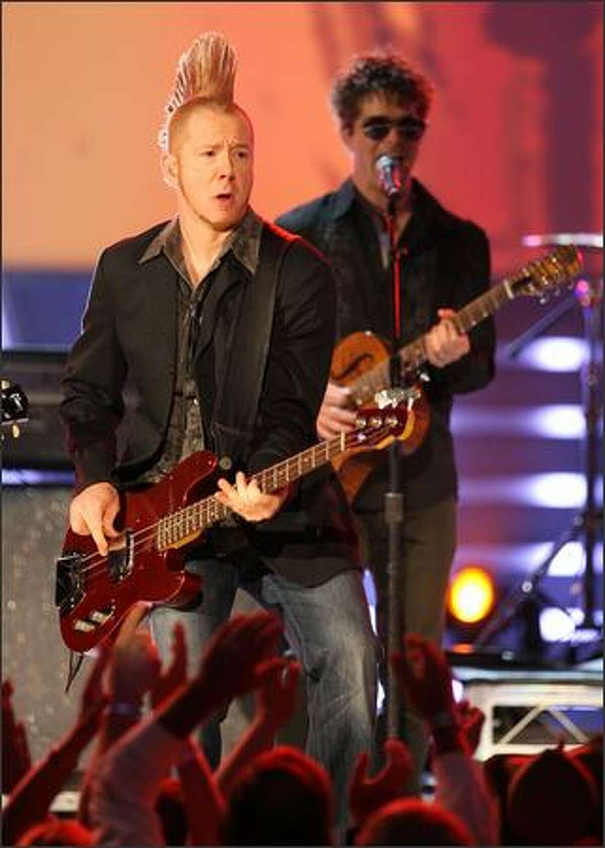 Musician Aden Bubeck performs onstage with Miranda Lambert during the 43rd annual Academy of Country Music Awards.