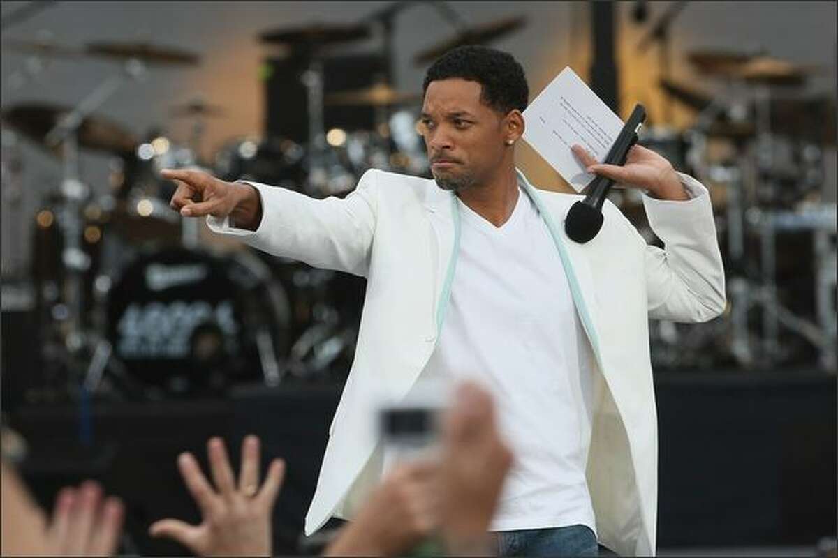Will Smith opens the 46664 concert in celebration of Nelson Mandela's life at Hyde Park in London on Friday.