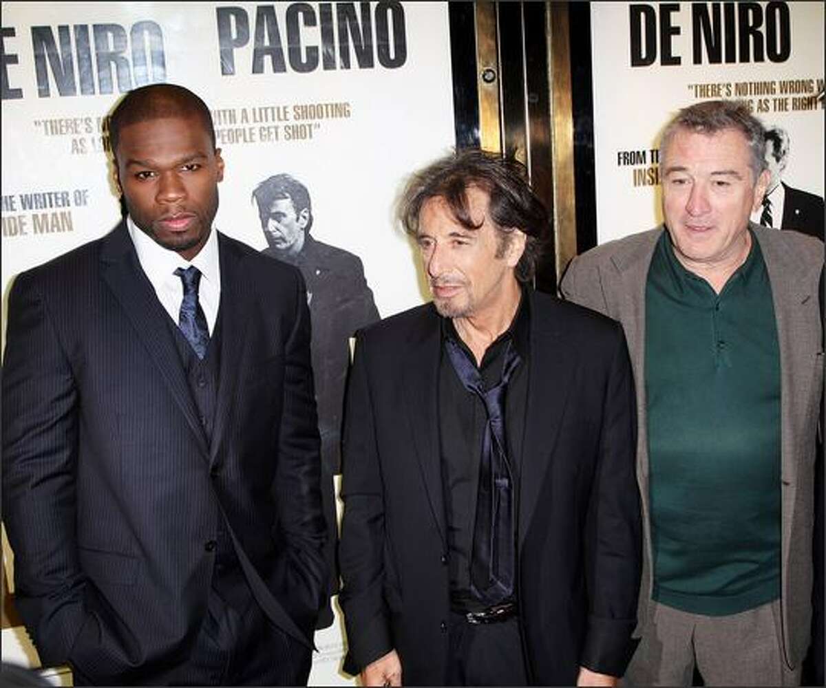 (L-R) Curtis Jackson, Al Pacino and Robert De Niro attend the UK premiere of "Righteous Kill" at the Empire cinema, Leicester square in London, England.