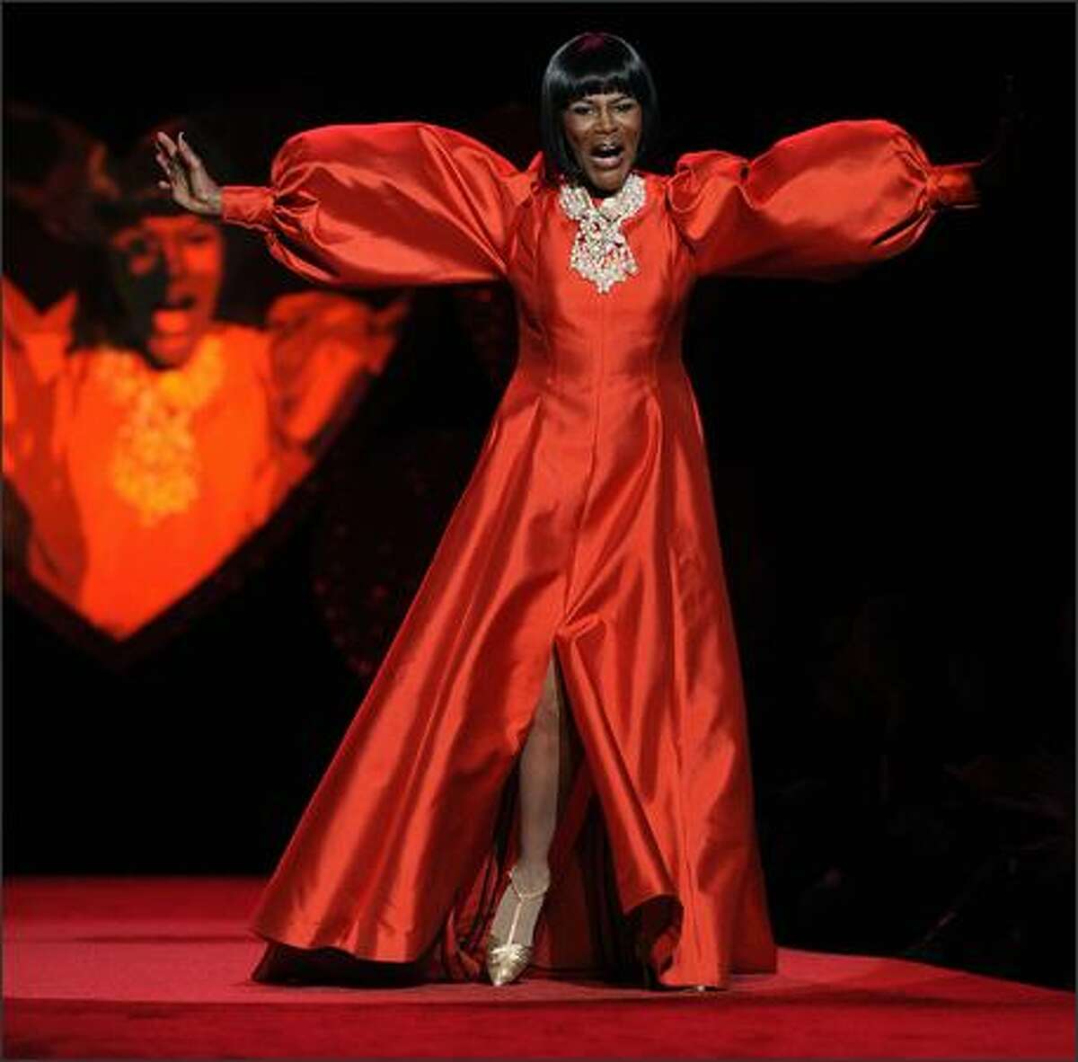Actress Cicely Tyson models a b. michael design during the Heart Truth Red Dress Collection 2009 Fashion Show at the Mercedes Benz Fashion Week in New York.
