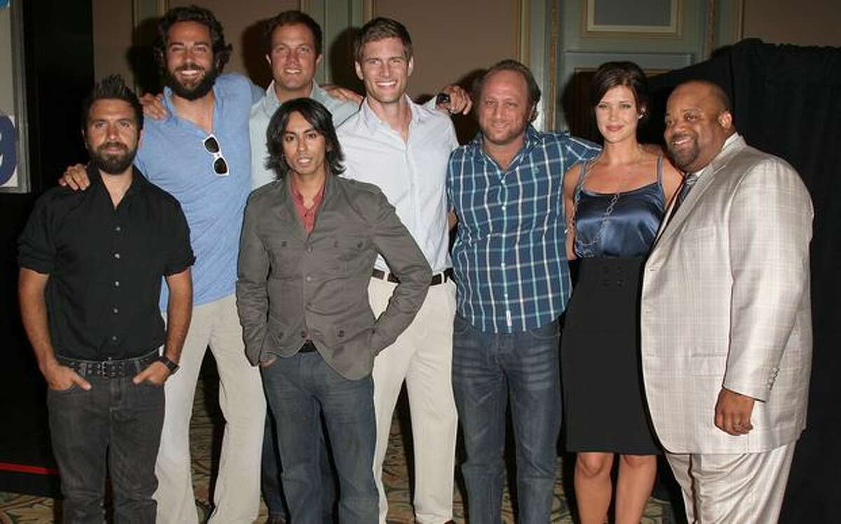 Zachary Levi and the cast of "Chuck" arrive at NBC Universal's all-star press tour party in Pasadena, California.