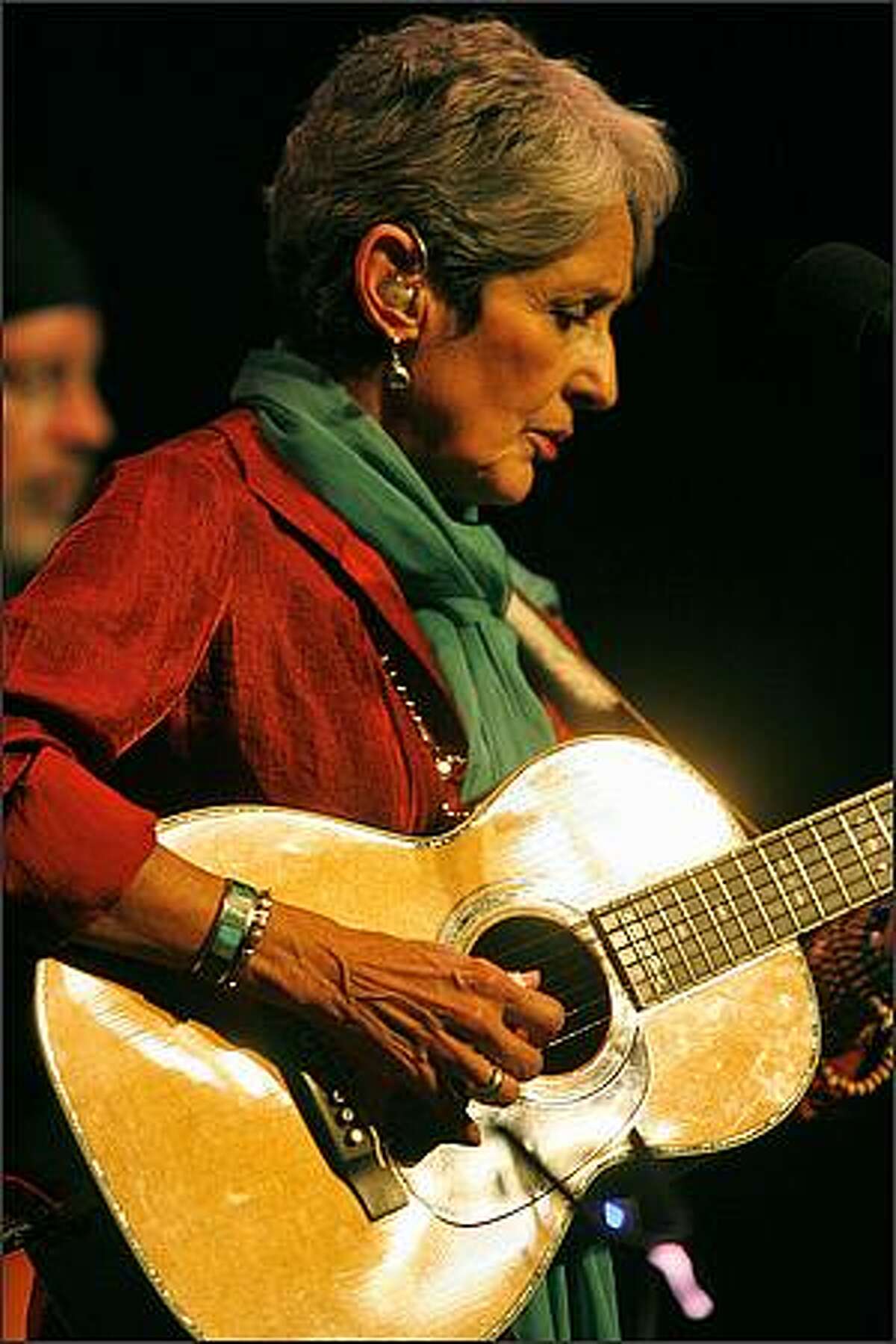 Joan Baez plays The Moore Theater in Seattle to promote her twenty-fourth studio album "Day After Tomorrow" produced by Steve Earle. This year, 2008, marks Baez's 50th year as a performer.