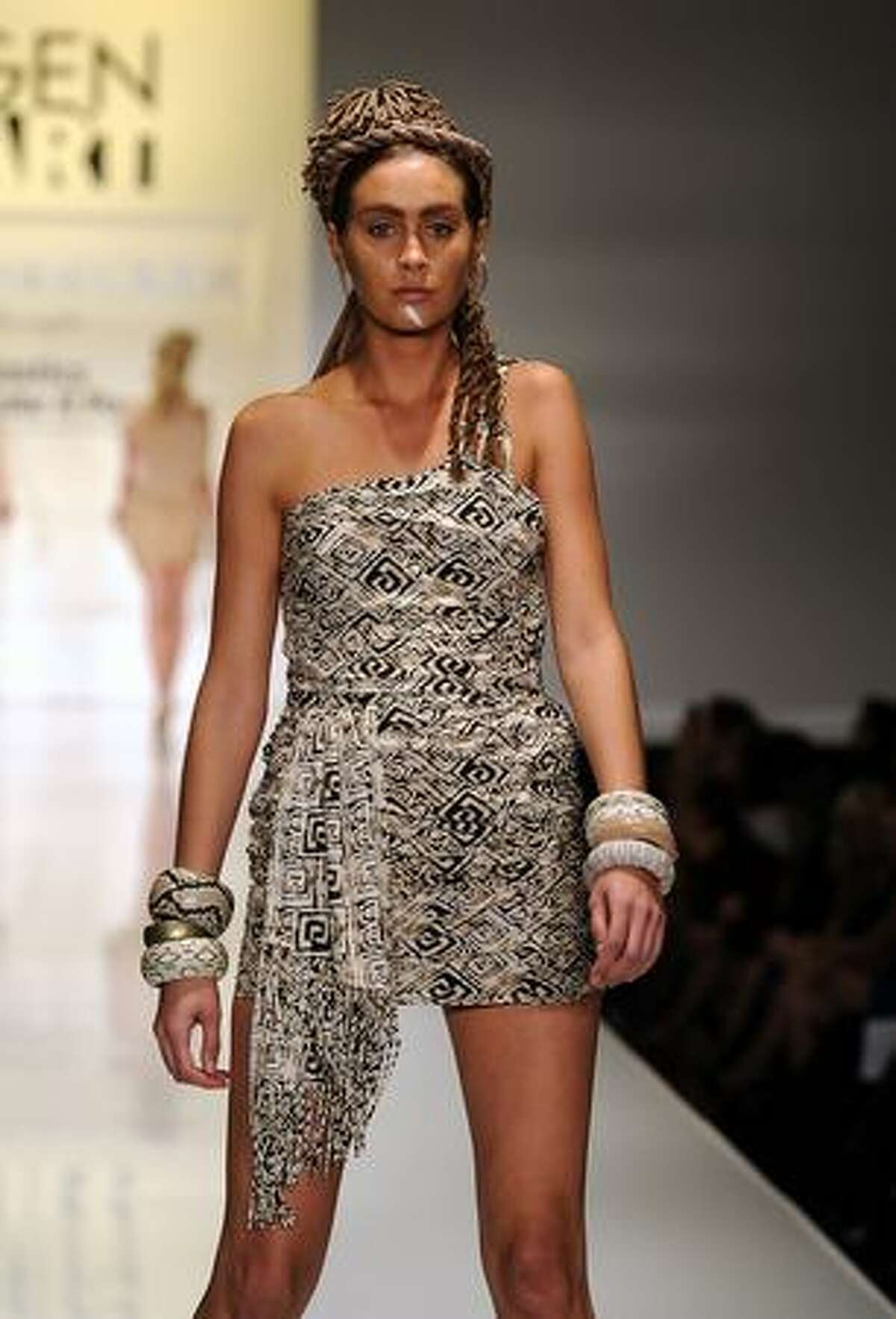 A model wears leyendecker on the runway at Gen Art's 12th Annual "Fresh Faces In Fashion" at the Petersen Automotive Museum in Los Angeles, California.
