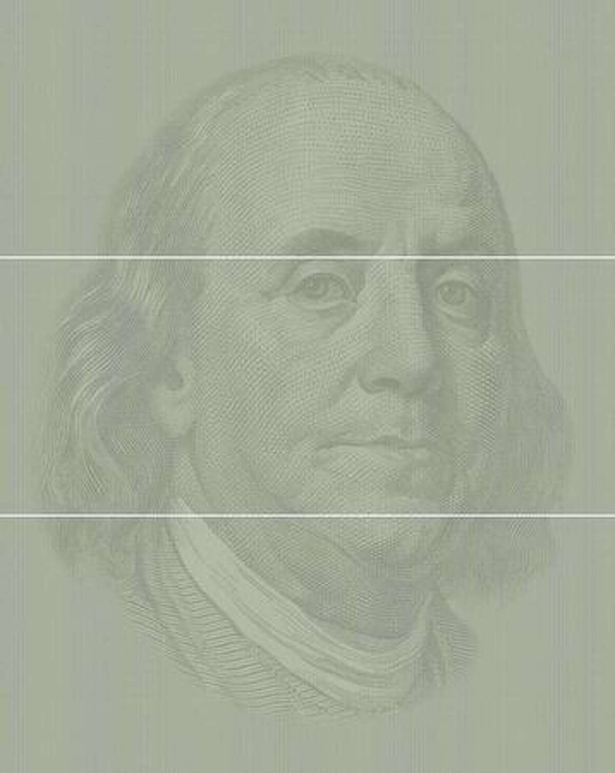 Ben Franklin, 2007: Shows 125,000 one-hundred dollar bills ($12.5 million), the amount the U.S. government spent every hour on the war in Iraq. (Chris Jordan)