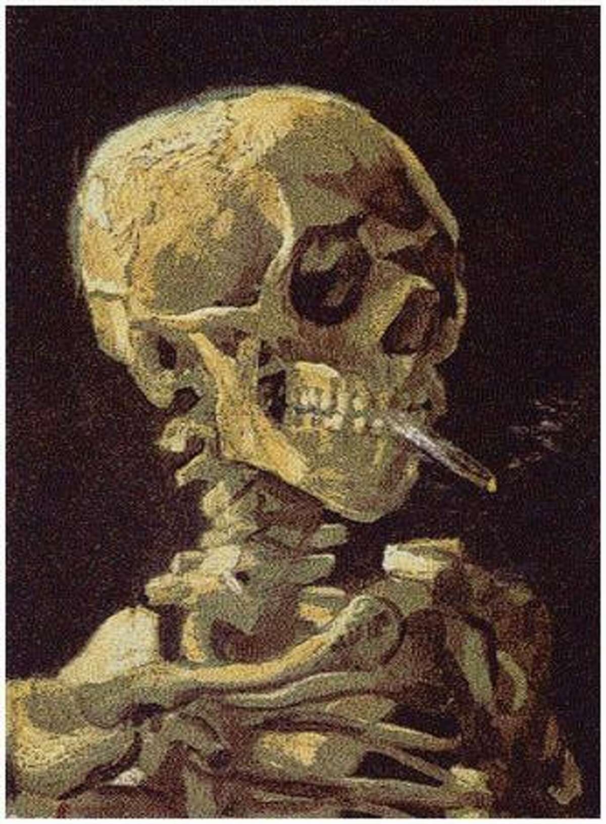 Skull with Cigarette, 2007: Shows 200,000 packs of cigarettes, equal to the number of Americans who then died from cigarette smoking every six months. (Chris Jordan)