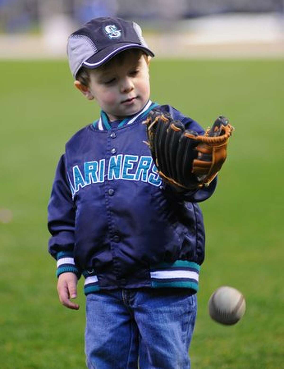 Max Vukelic, 2, plays catch.