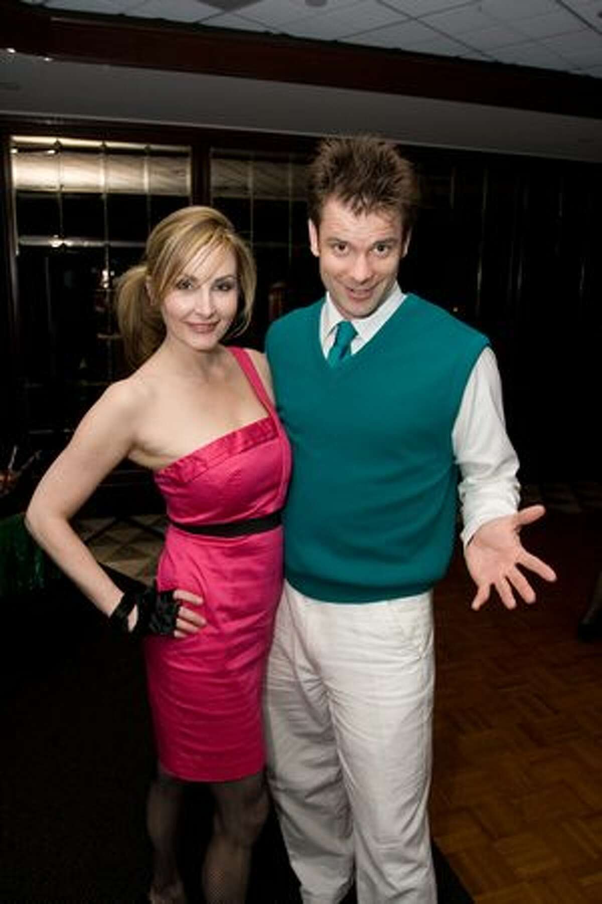 Dawn Hunter and Eric Valpy at the '80s Prom Night party at the Columbia Tower Club. (Humberto Martinez / seattlepi.com)