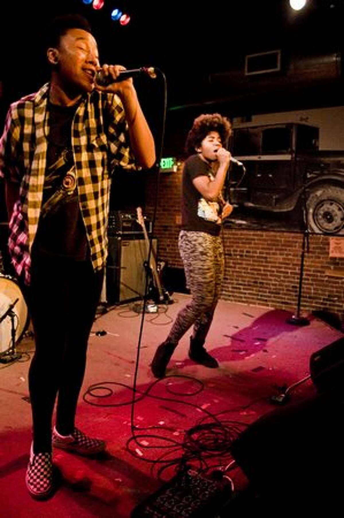 THEESatisfaction perfroming at the SXSW sendoff party at the Tractor. (photo courtesy of Nate Watters)