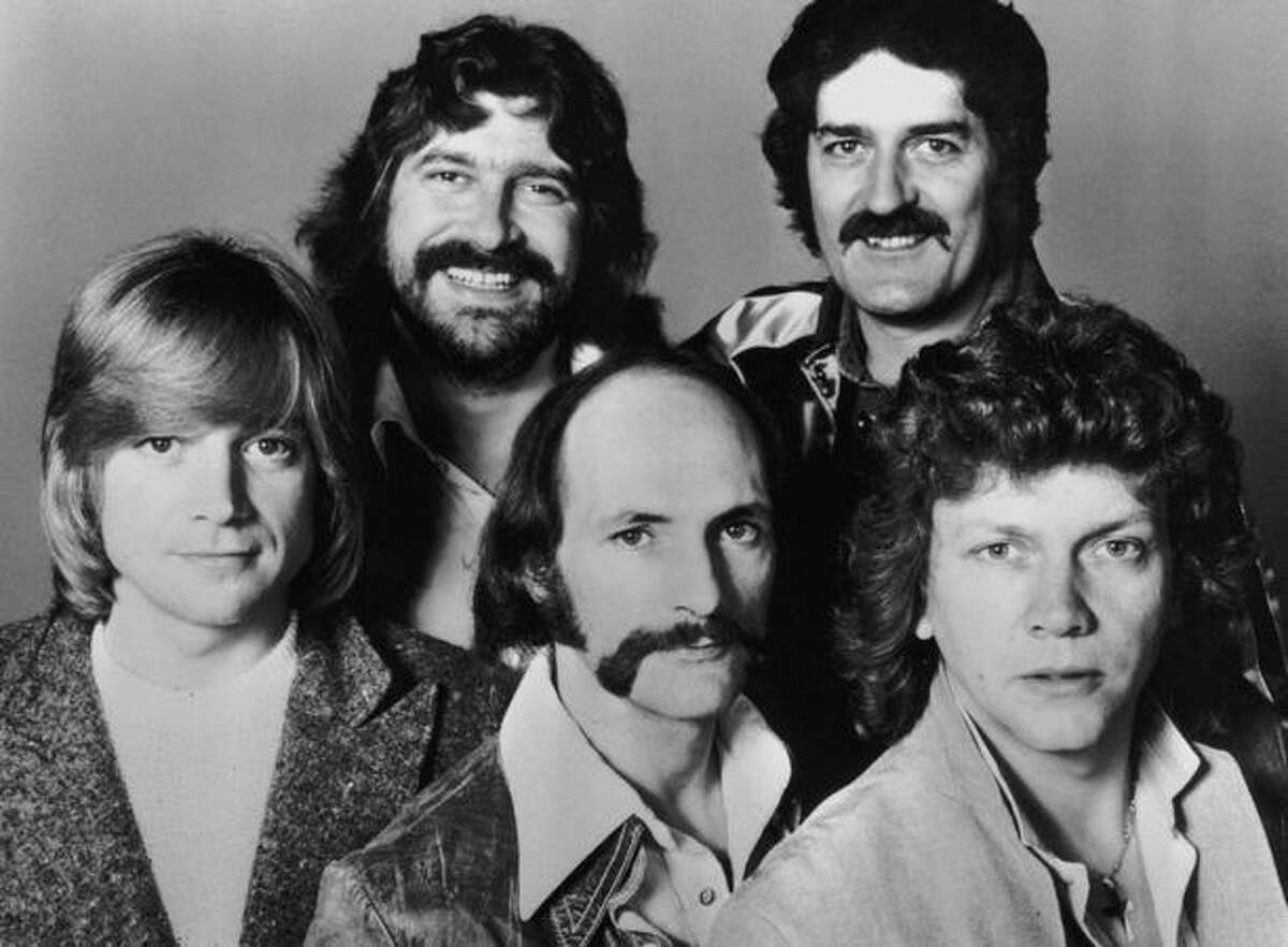 British rock group The Moody Blues, 26th July 1978. From left to right, (top) Graeme Edge and Ray Thomas, (bottom) John Lodge, Mike Pinder and Justin Hayward.