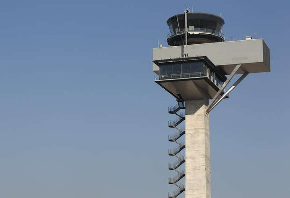 A view of the control tower at the main terminal of the new Airport Berlin Brandenburg International BBI in Schoenefeld, Germany. The airport, which will replace Berlin's current Tegel and Schoenefeld airports, will have a capacity of 25 million passengers and is scheduled for completion in June 2012.