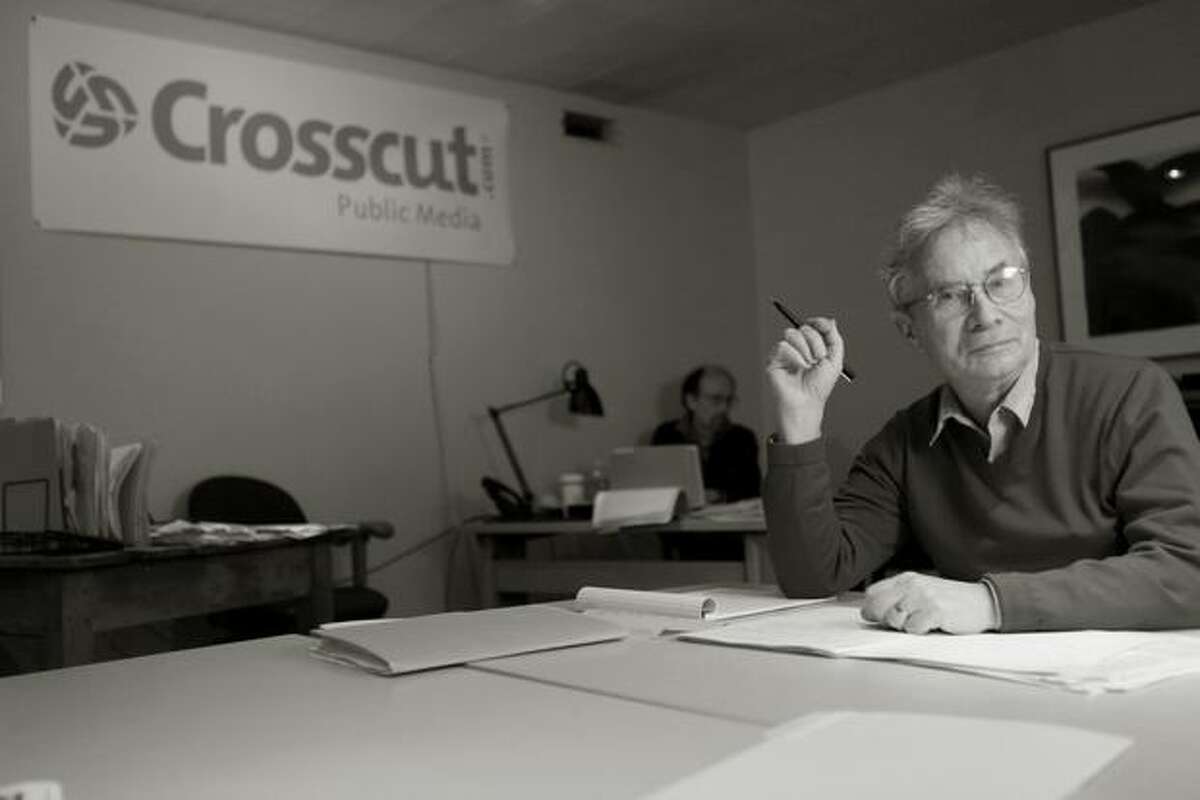 David Brewster of Crosscut.com photographed in the news site's Belltown office.