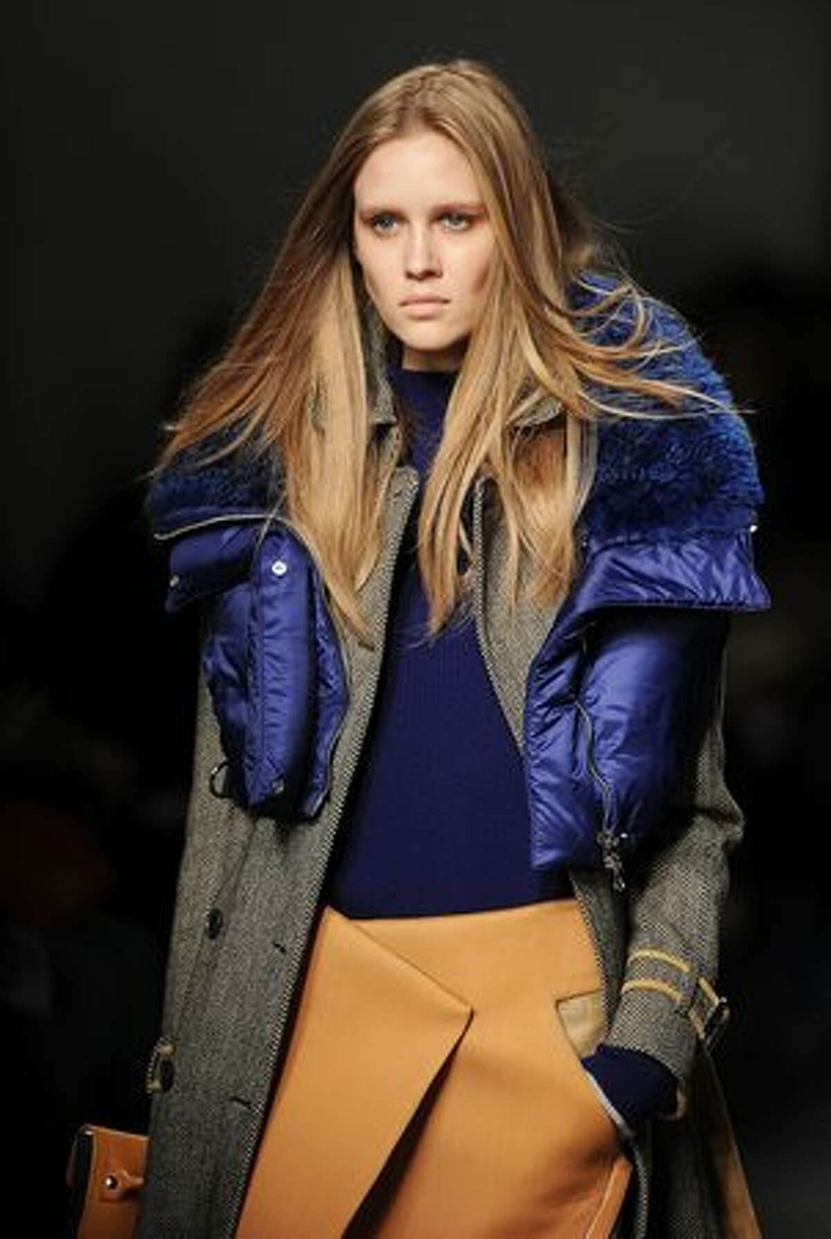 A model wears a creation during the Aquascutum Autumn/Winter 2011 collection show on the fifth day of London Fashion Week.
