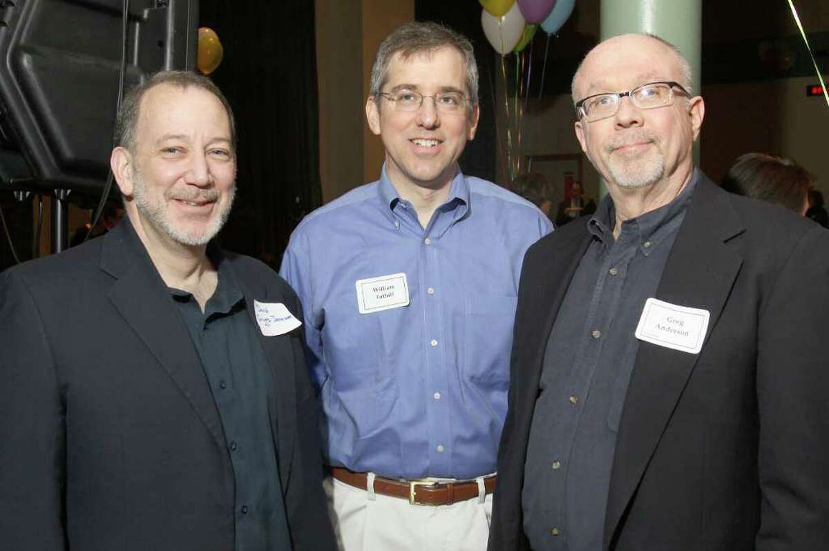 From left: David Griggs-Janower, Albany Pro Musica's artistic director and conductor; William Tuthill; and Greg Anderson, a board member of Troy Chromatic Concerts Inc. Albany, N.Y., at Music Mobile's 33rd Anniversary Celebration March 24, 2011. (Photo by Joe Putrock / Special to the Times Union)