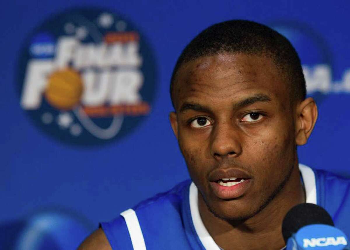 Kentucky guard Darius Miller answers questions during a Final Four news conference at Reliant Stadium Thursday, March 31, 2011, in Houston. ( Brett Coomer / Houston Chronicle )