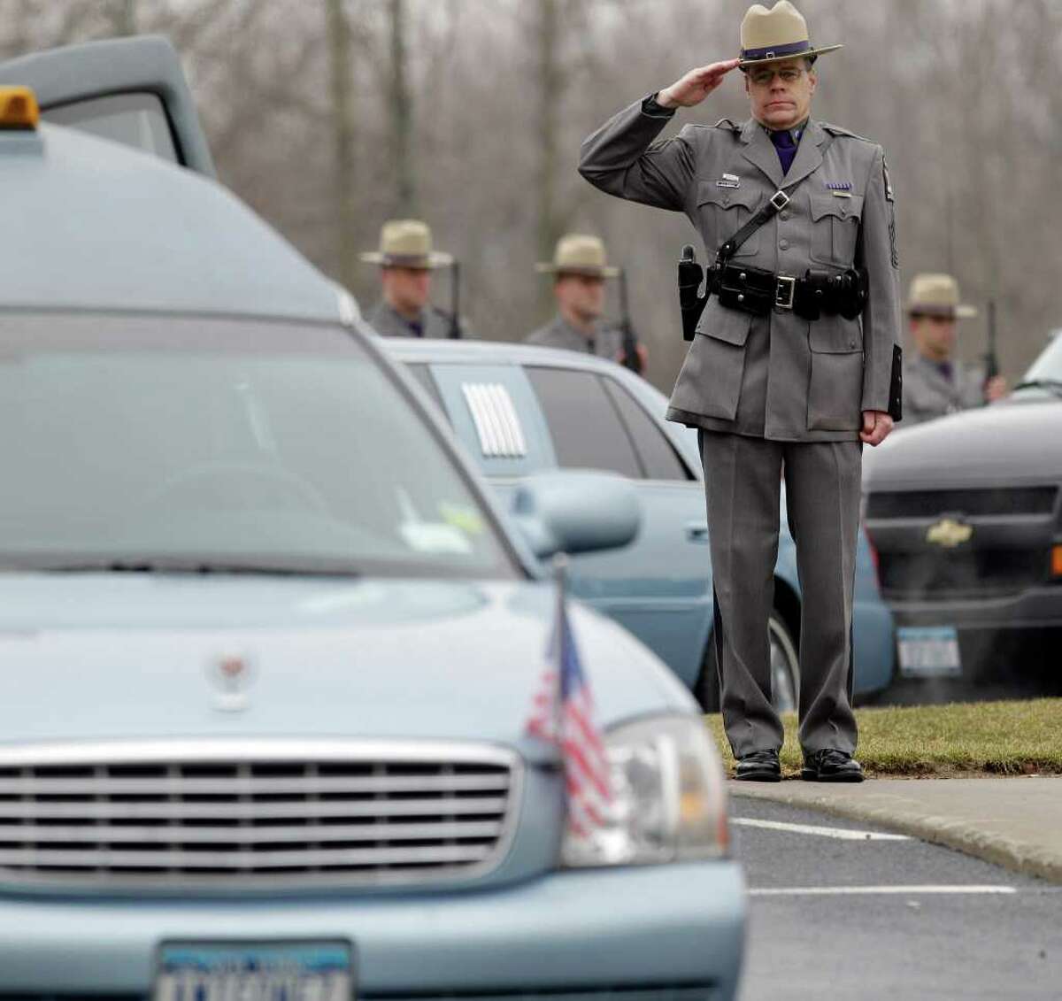Funeral held for trooper killed writing ticket