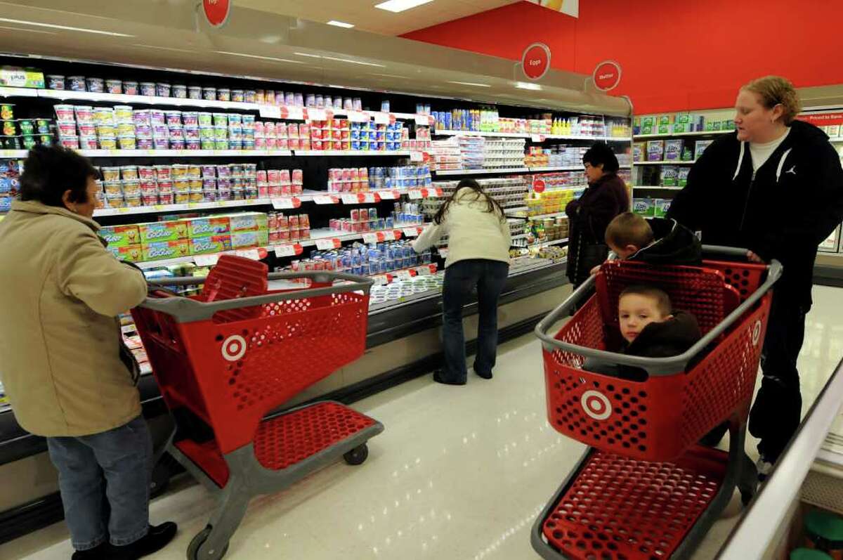 Shoppers look for groceries on Friday, April 1, 2011, at Target in Colonie, N.Y. (Cindy Schultz / Times Union)