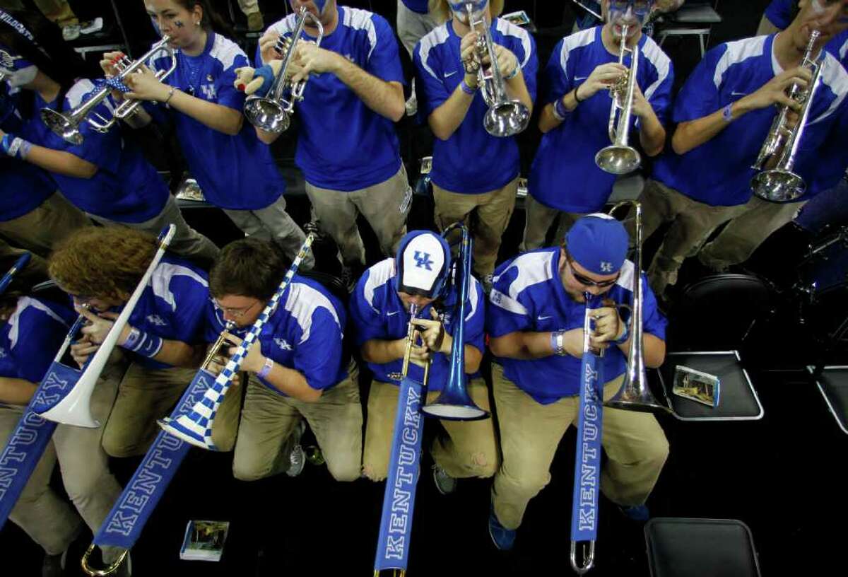 The Kentucky pep band plays before Kentucky played Connecticut in the NCAA National Semifinals at Reliant Stadium on Saturday, April 2, 2011, in Houston. ( Nick de la Torre / Houston Chronicle )