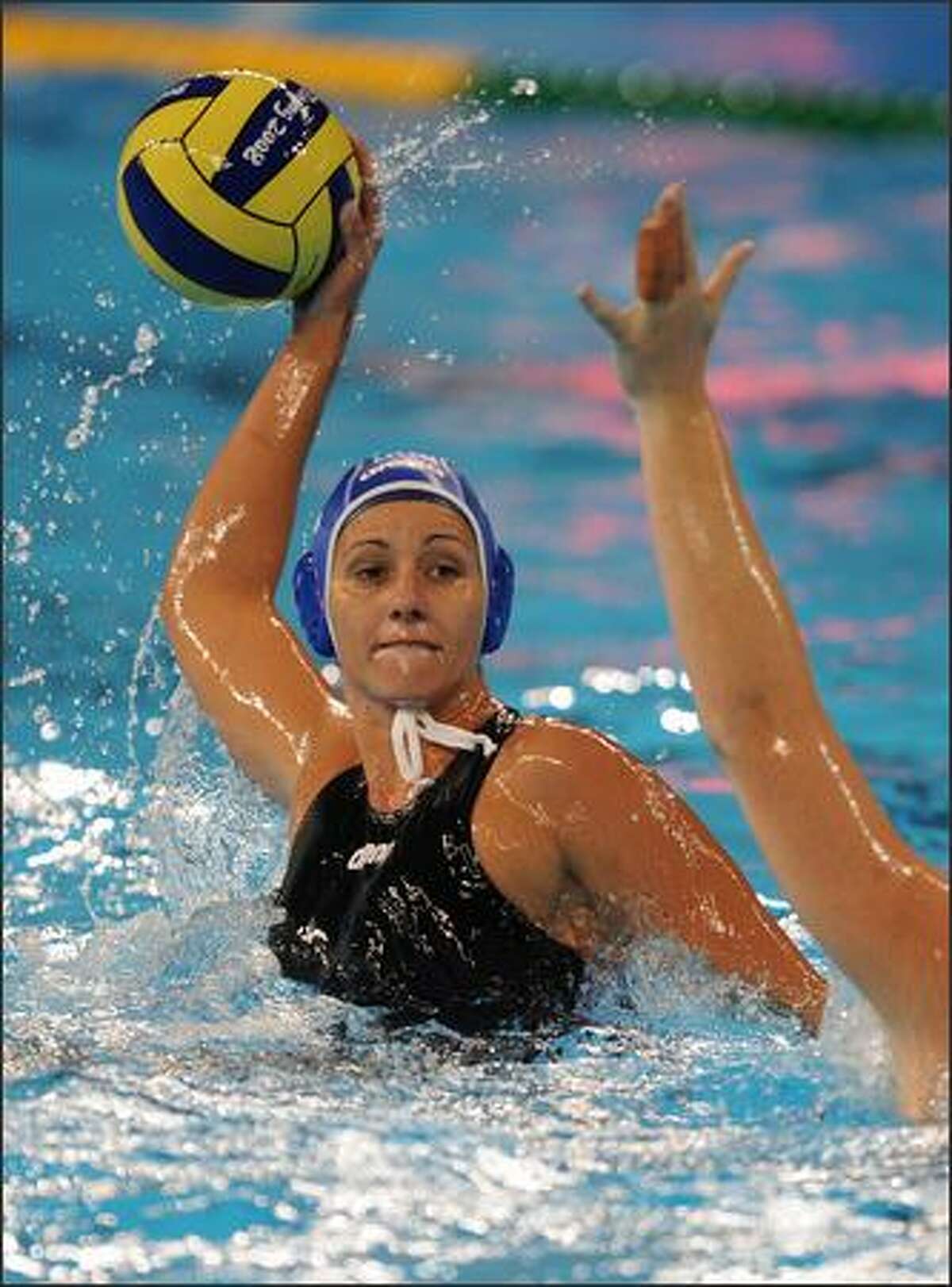 Hungarian player Krisztina Szremko takes a shot for for goal during their women's bronze medal match against Australia at the 2008 Beijing Olympic Games in Beijing on Thursday. Australia went on to win 12-11.