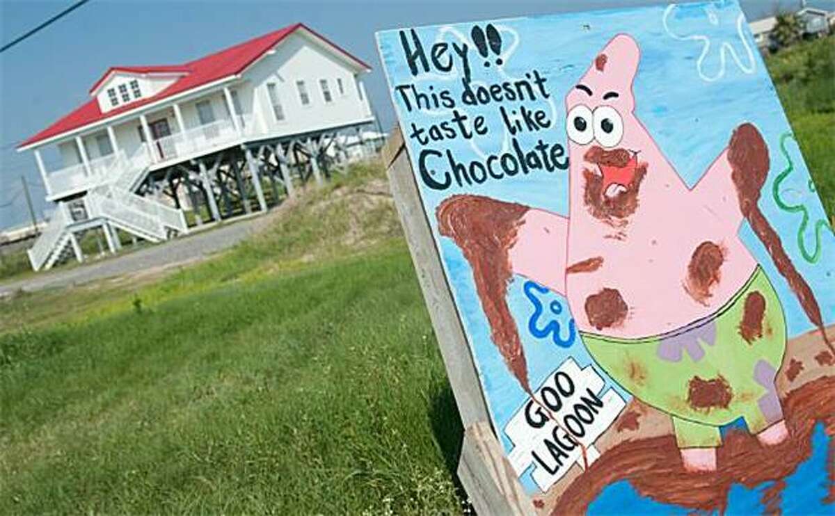 Spongeboom Petrolpants: While many in Grand Isle, La., have lost their livelihood to the BP oil spill, a few at least have kept their sense of humor.