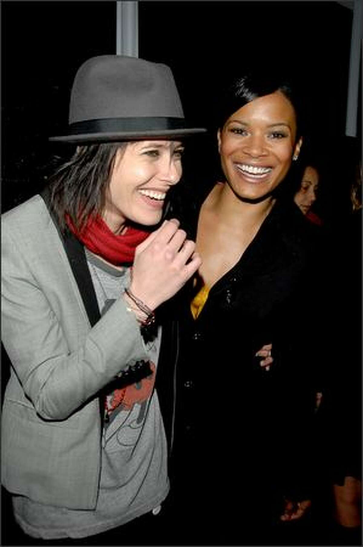 (L-R) Actors Katherine Moenning and Rose Rollins attend the season 5 premiere party for "The L Word" at The Factory in West Hollywood, California.