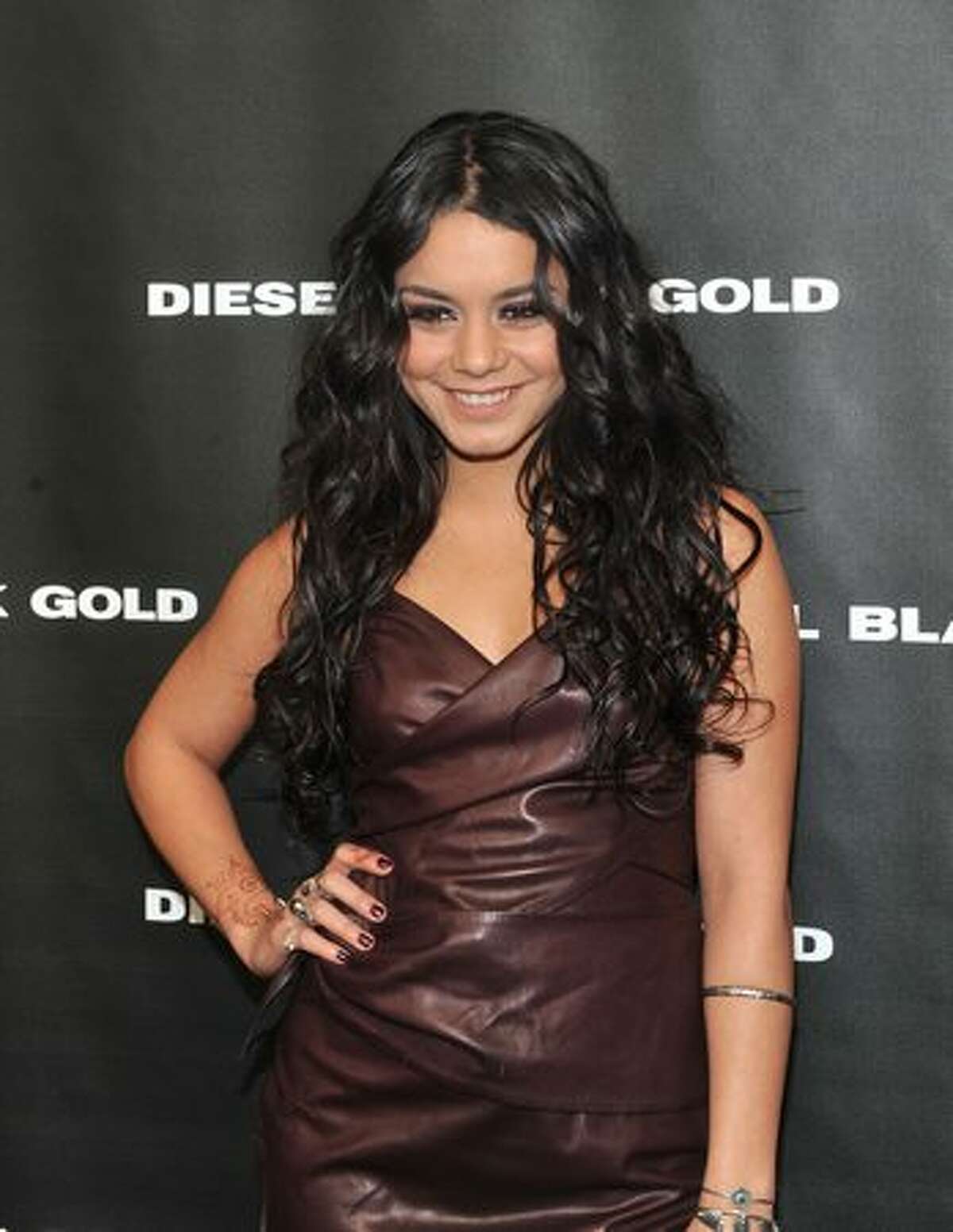 NEW YORK, NY - Actress Vanessa Hudgens poses backstage at the Diesel Black Gold Fall 2011 fashion show during Mercedes-Benz Fashion Week at Pier 94 on Wednesday in New York City. (Photo by Henry S. Dziekan III/Getty Images for IMG)