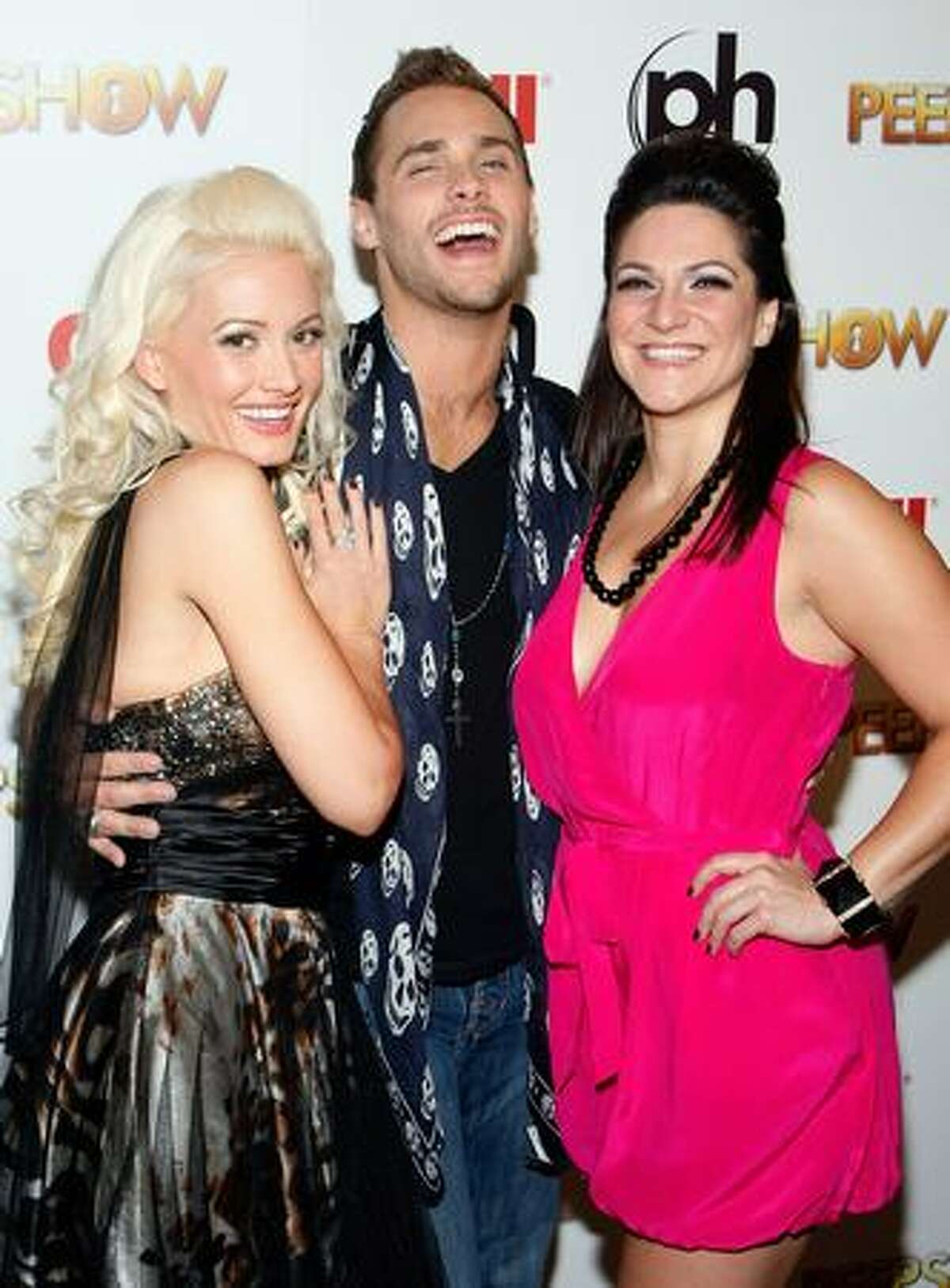 Television personality and model Holly Madison, singer Josh Strickland and actress Shoshana Bean appear at the after party for the adult production "PEEPSHOW" at the Planet Hollywood Resort & Casino in Las Vegas, Nevada.
