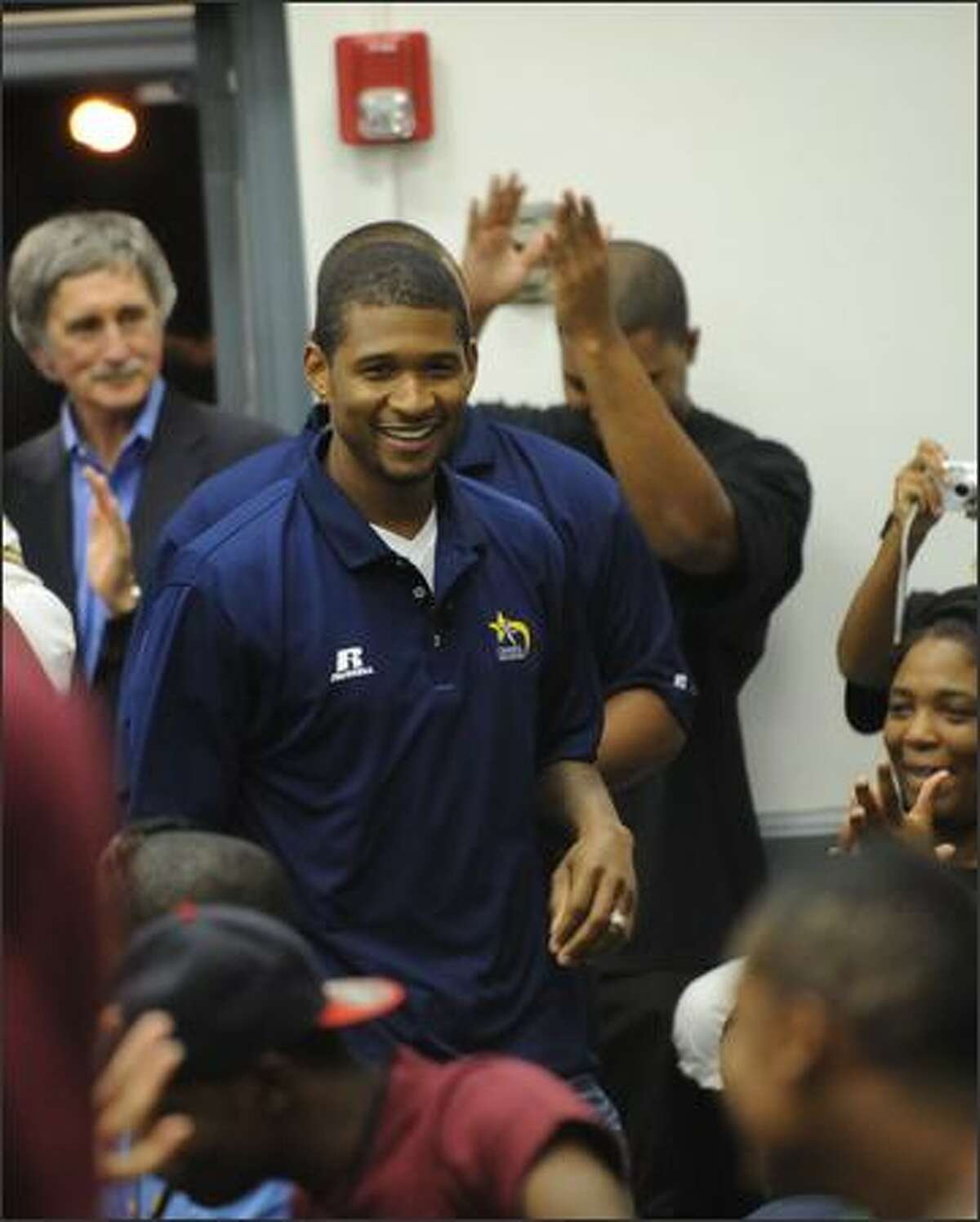 Usher arrives at his 4th Annual Camp New Look held at The Georgia Tech campus in Atlanta, Georgia.