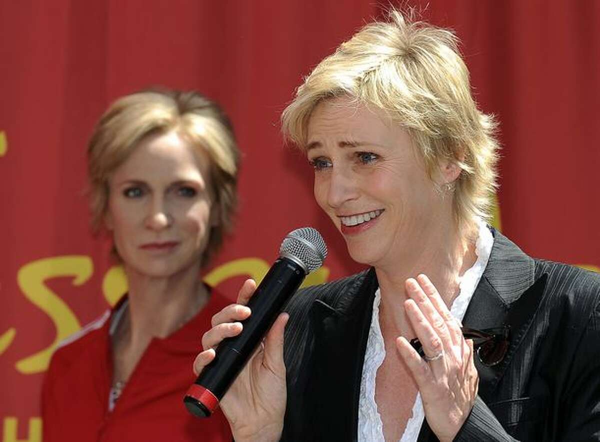 Actress Jane Lynch attends the unveiling of her wax figure at Madame Tussauds Hollywood in Hollywood, California.
