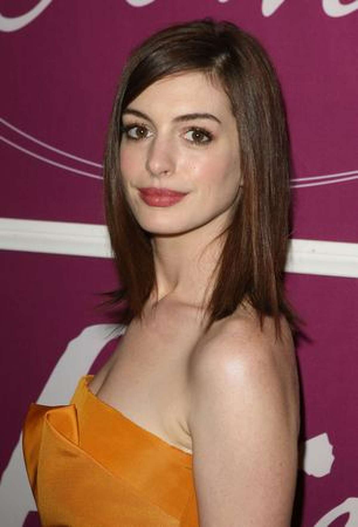 Actress Anne Hathaway arrives at Variety's 1st Annual Power of Women Luncheon at the Beverly Wilshire Hotel in Beverly Hills, California.