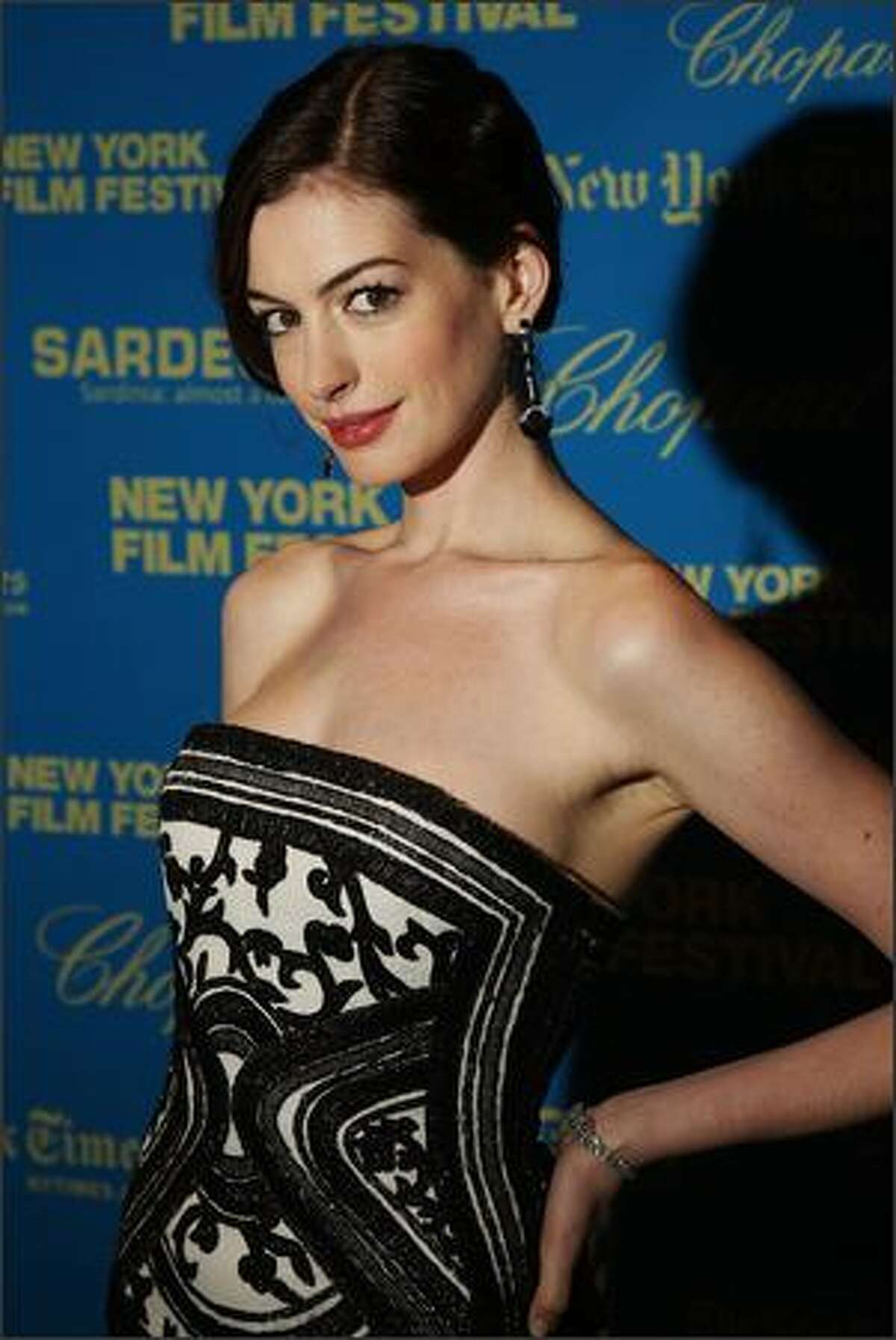 Actress Anne Hathaway attends the premiere of "The Class" during the opening night of the 46th New York Film Festival at Avery Fisher Hall in New York City.