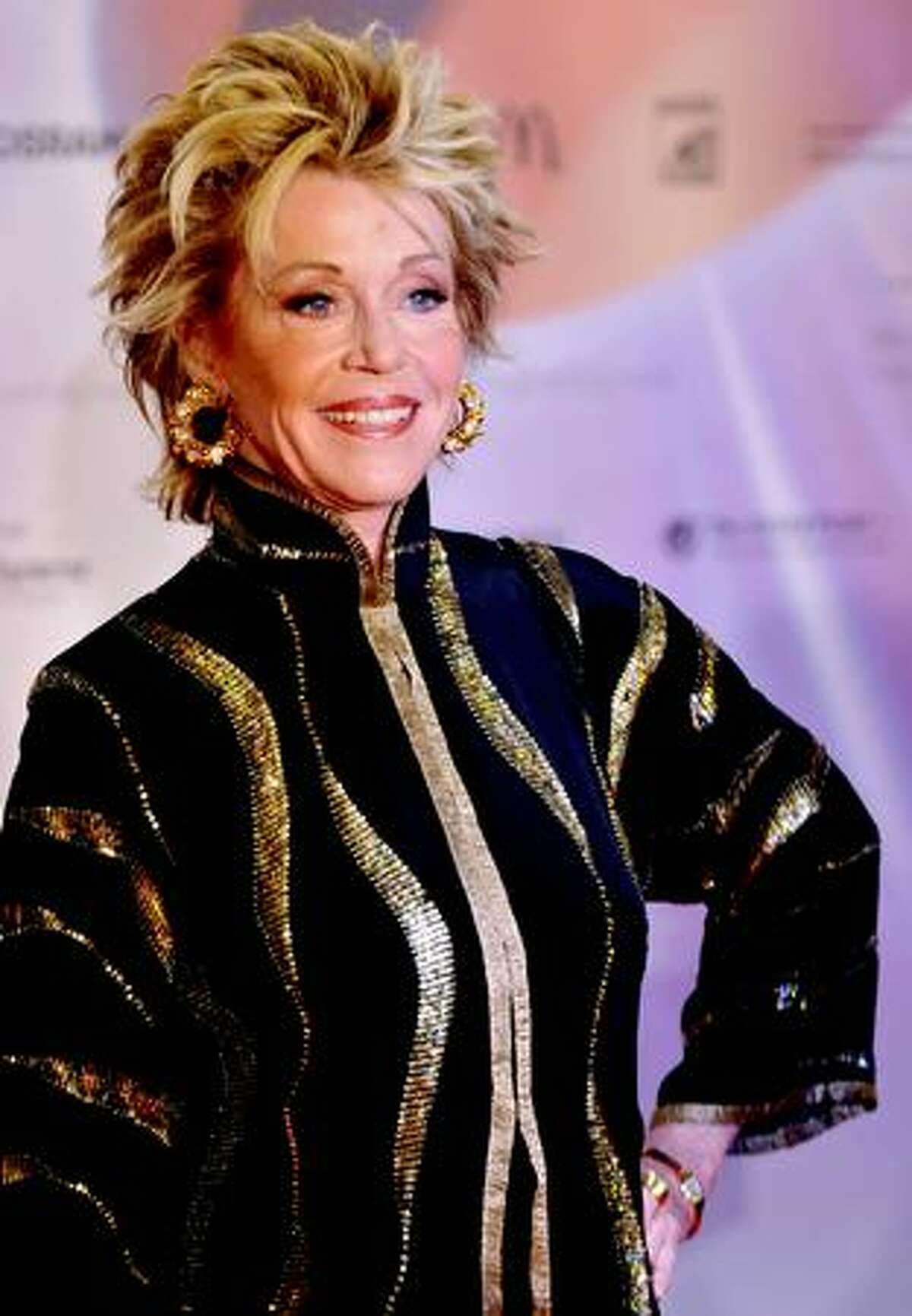 Actress Jane Fonda poses ahead of the German Sustainability Awards in Duesseldorf, western Germany.