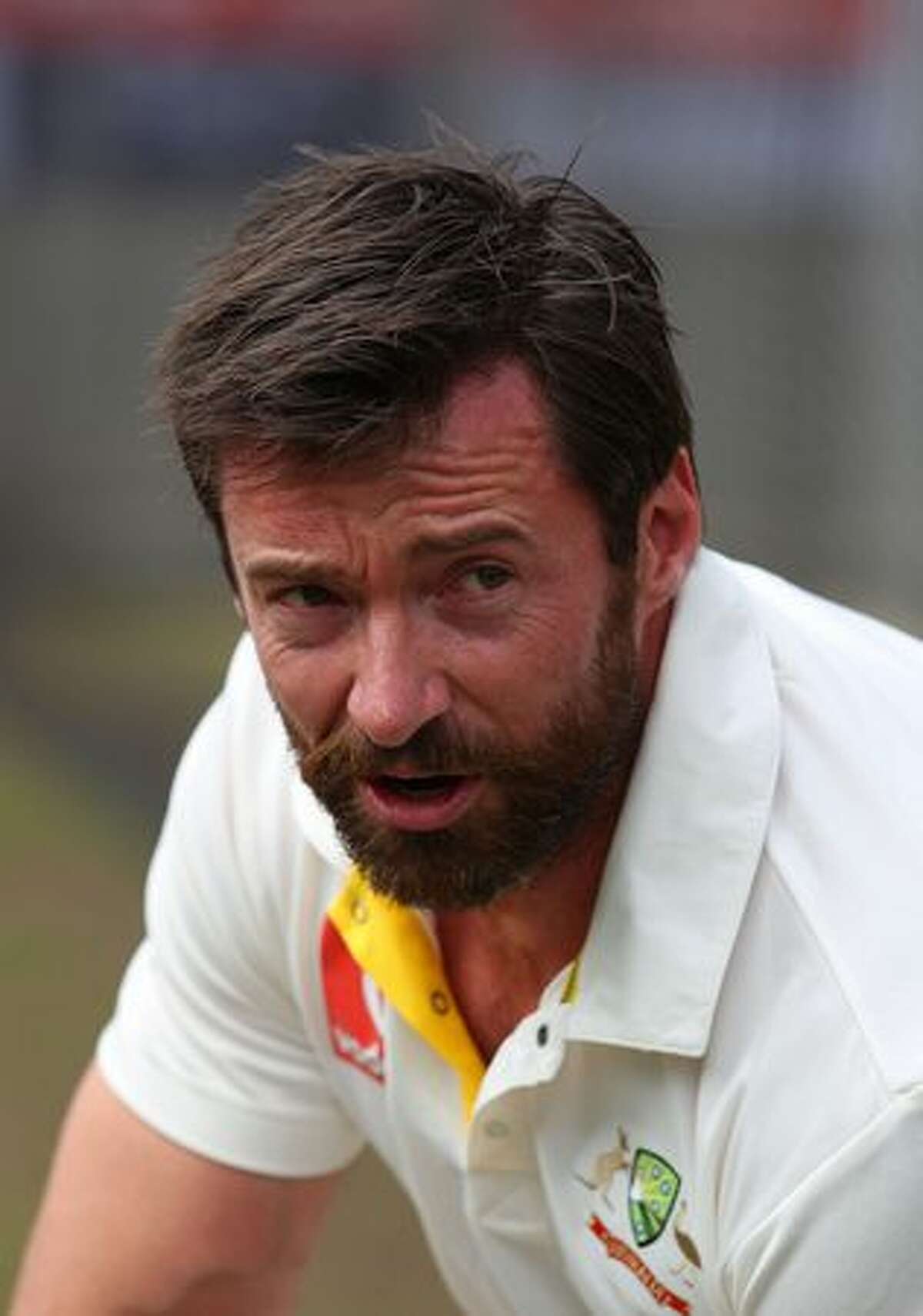 Actor Hugh Jackman looks on after playing cricket in the nets during day one of the Fourth Test match between Australia and England at Melbourne Cricket Ground in Melbourne, Australia.