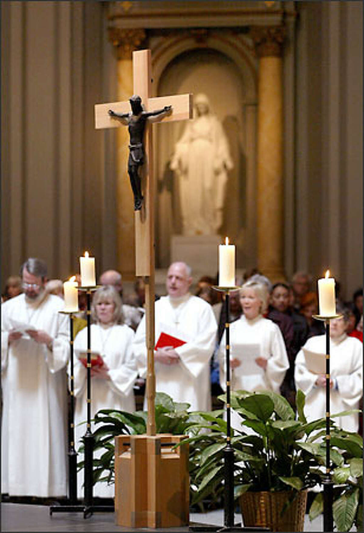 The congregation at St. James Cathedral celebrates the first Sunday Mass of Lent.