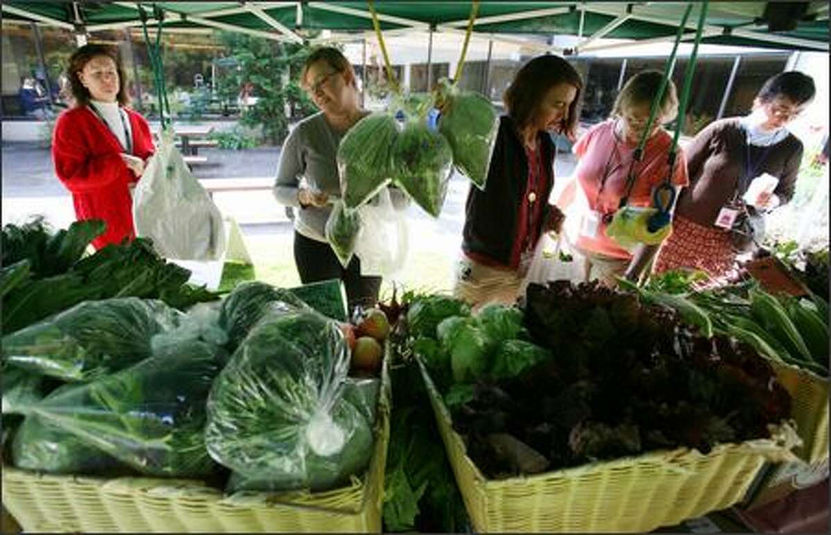 Full Circle Farms operates an organic produce stand once a week outside the cafeteria at Children's Hospital.