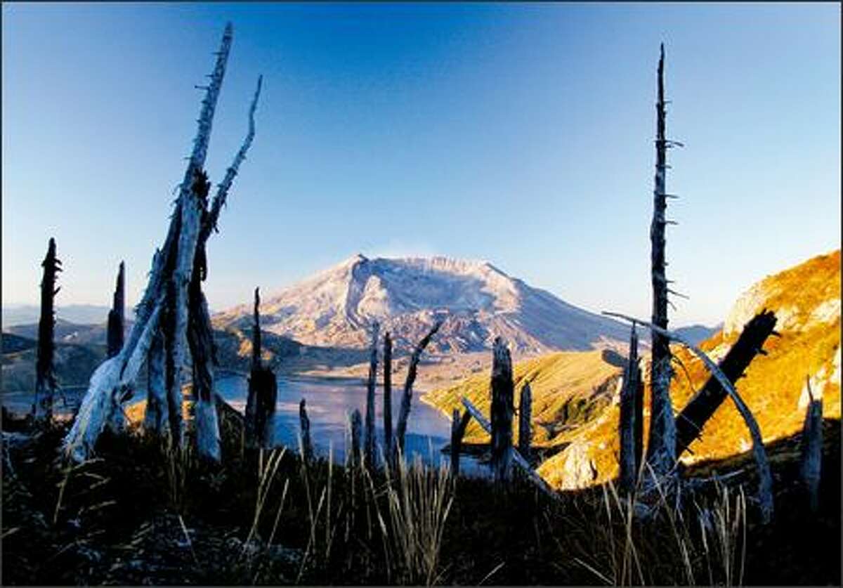 The sun rises on Mount St. Helens National Volcanic Monument.