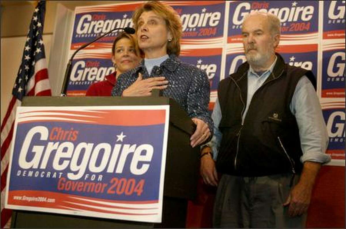 Democrats have won the last eight elections for Governor of Washington.  It's been close.  In midst of 2004 battle she would win by 133 votes, Chris Gregoire discusses recounts with former Gov. Booth Gardner, who began the Democrats' run of victories.