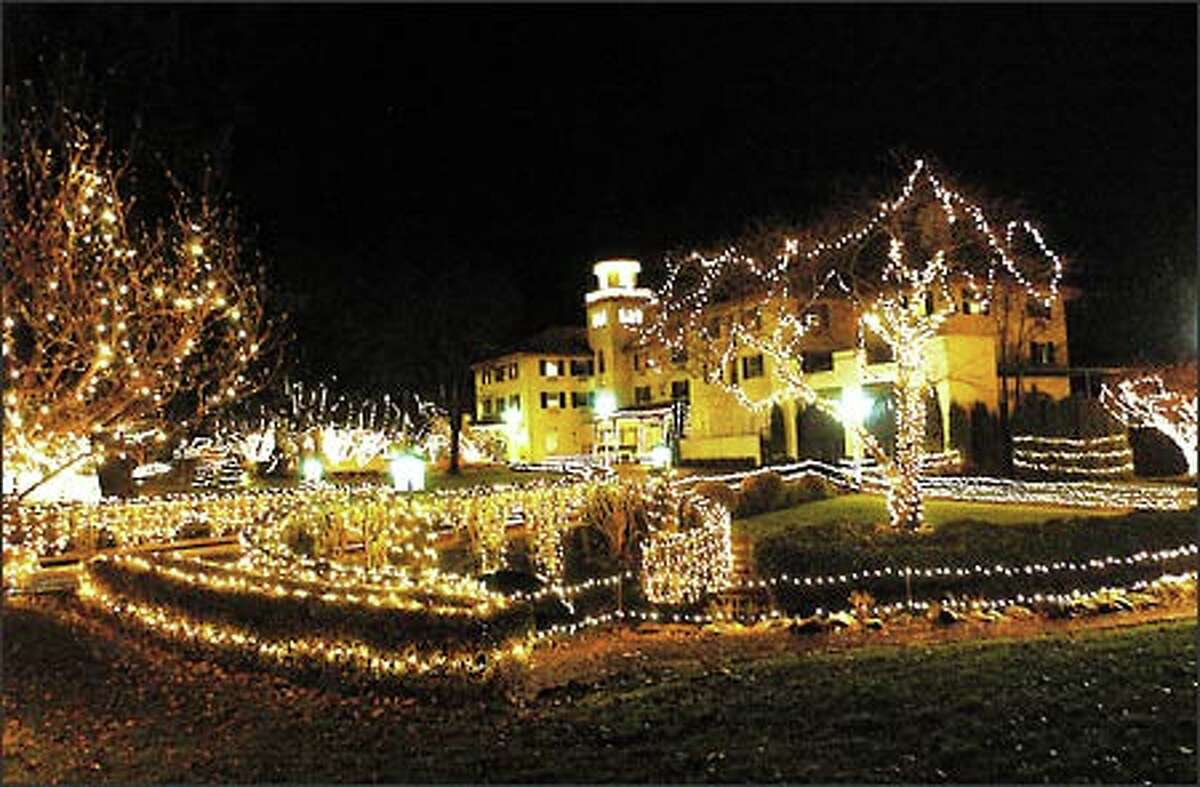 If you can take your eyes off the stunning view of the Columbia River, enjoy the hundreds of thousands of Christmas lights decorating the Columbia Gorge Hotel grounds in Hood River, Ore.
