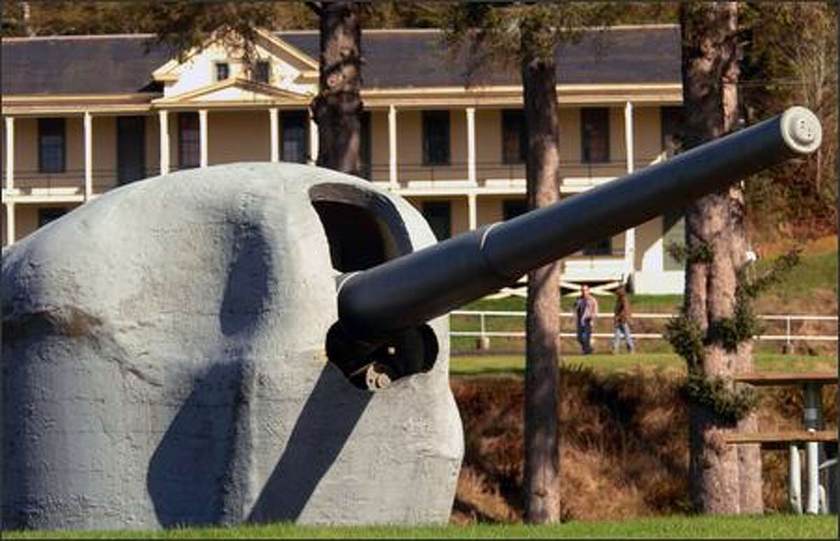 A large gun emplacement stands at Fort Columbia State Park. The fort is one of only a few coastal defense fortresses in the country still in tact.