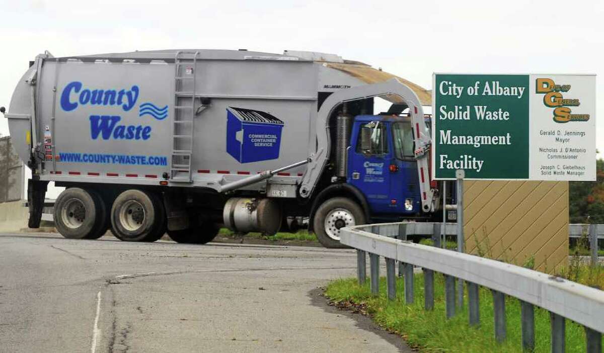 A County Waste disposal truck, pulls into the main entrance of the city of Albany Solid Waste Management Facility. (JAMES GOOLSBY/TIMES UNION-Sept. 30, 2008)