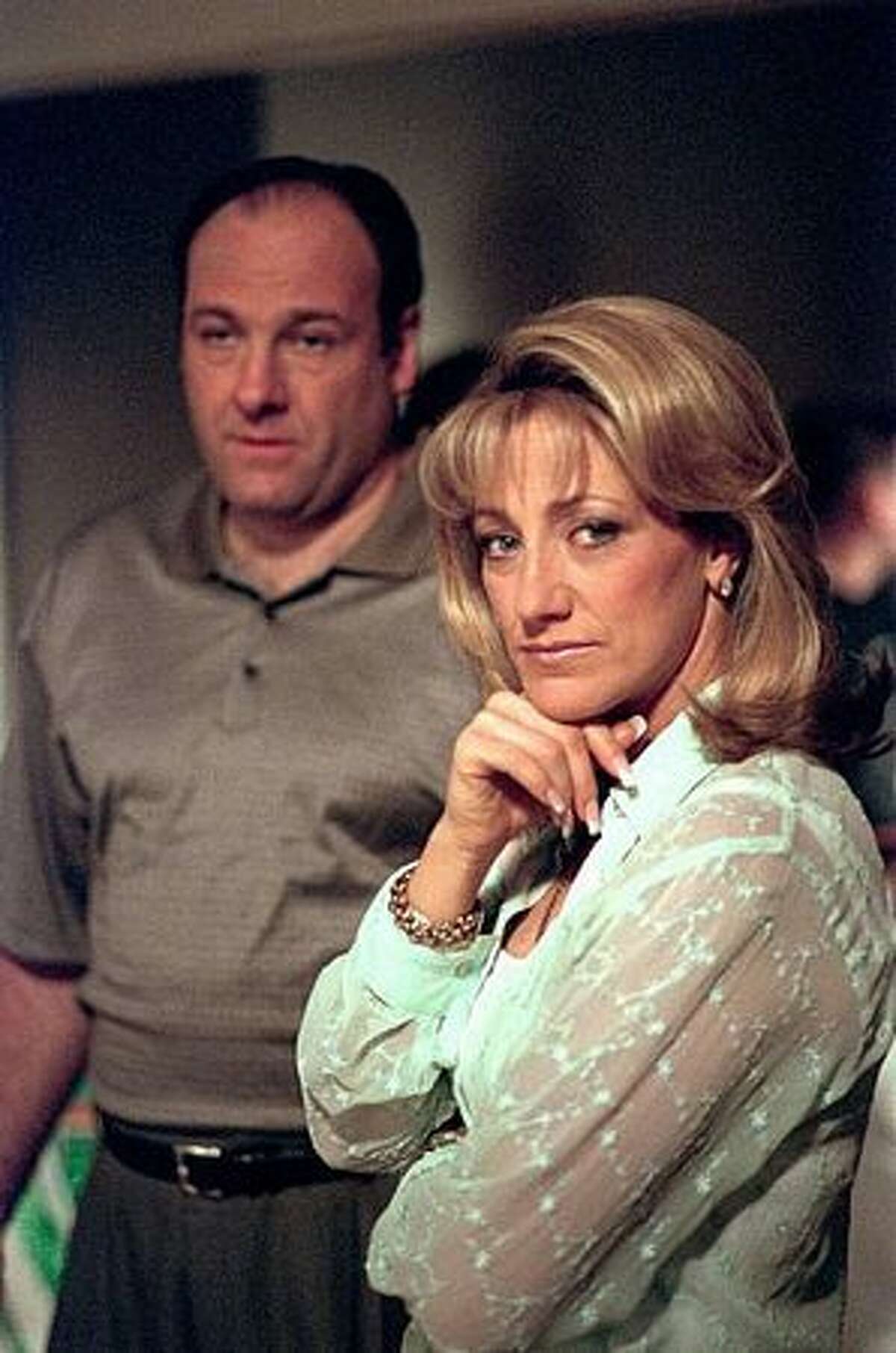 James Gandolfini and Edie Falco of the HBO drama series "The Sopranos," a key example of cable's creative dominance.