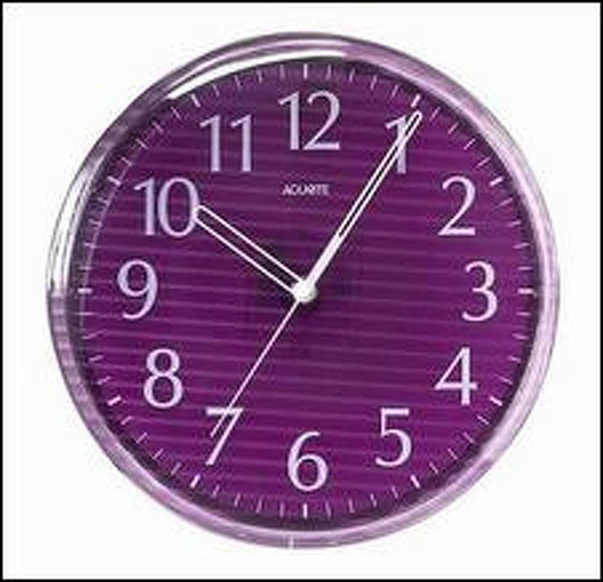This clock sells for $28.85 at The Purple Store.