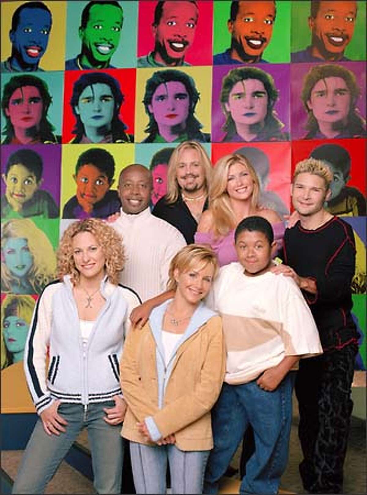 Do you remember all these people? The cast of The WB's "The Surreal Life": (front, l-r) Jerri Manthey, Gabrielle Carteris, Emmanuel Lewis; (back, l-r) MC Hammer, Vince Neil, Brande Roderick, Corey Feldman.
