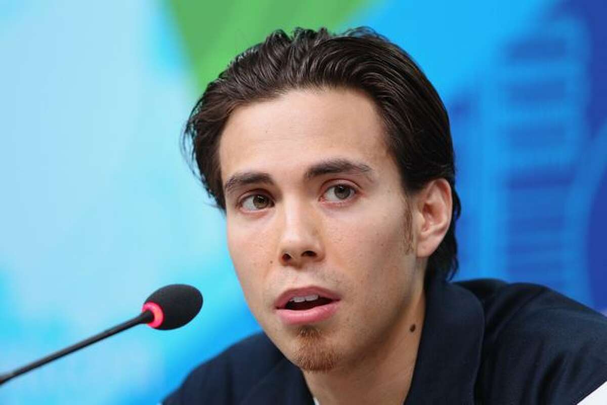 Apolo Anton Ohno of the United States attends the USOC short-track speed skating press conference at the Main Press Centre ahead of the Vancouver 2010 Winter Olympics on Feb. 9, 2010 in Vancouver, B.C.