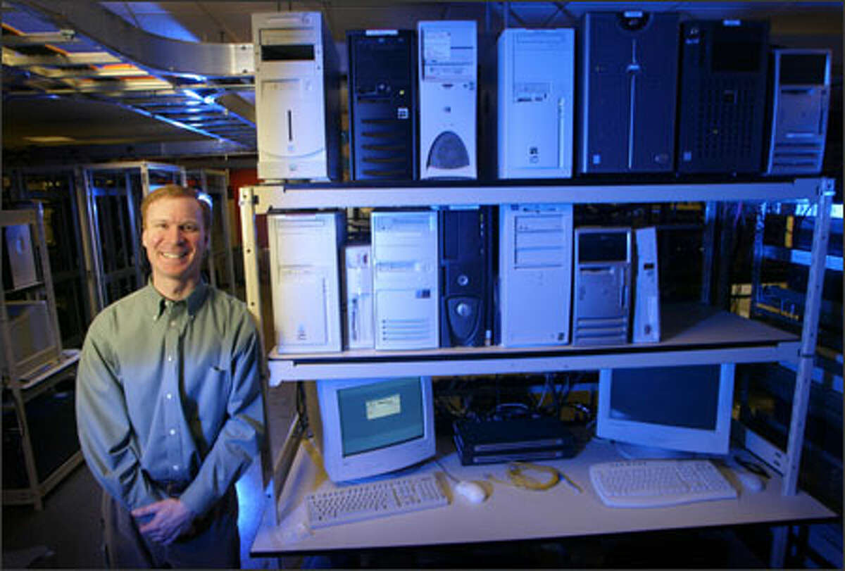 Mark Estberg, seen in one of the server rooms at Microsoft's headquarters, is director of the Microsoft Security Center of Excellence. The company established the group to show big-business customers how to keep their networks secure. The 29-member team makes use of security knowledge Microsoft learned the hard way.